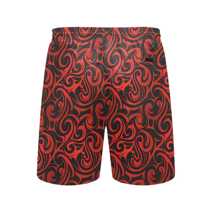 Maori Red Black Themed Design Men's Swim Trunks Beach Shorts