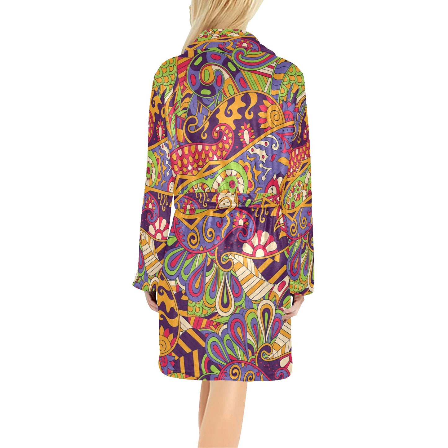 Funky Retro Pattern Print Design A04 Women's Fleece Robe