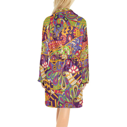 Funky Retro Pattern Print Design A04 Women's Fleece Robe