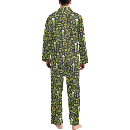 Clover St Patricks Pattern Print Design 03 Men's Long Pajama Set