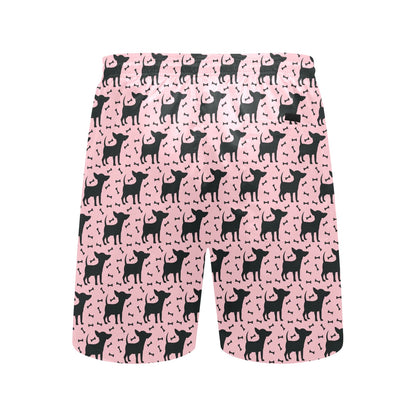 Chihuahua Pink Print Pattern Men's Swim Trunks Beach Shorts