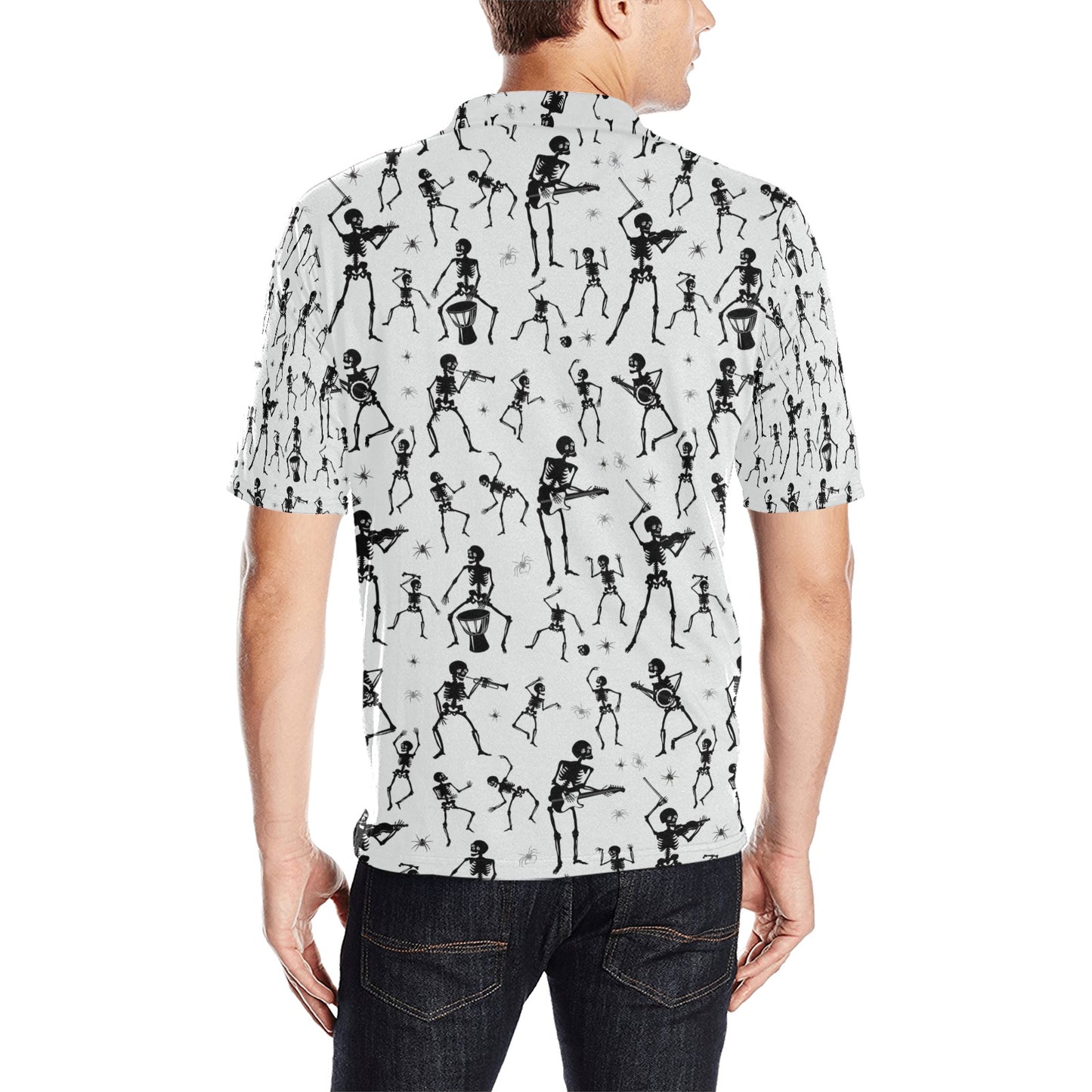 Skeleton Music Player Print Design LKS303 Men Polo Shirt