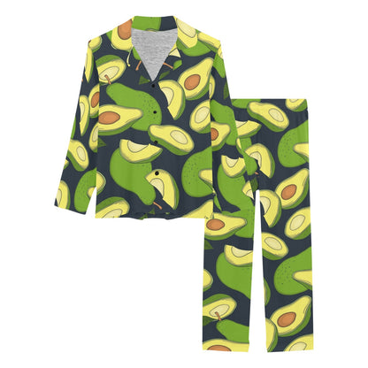 Avocado Pattern Print Design AC013 Women's Long Pajama Set