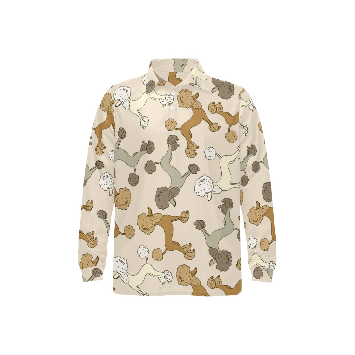 Poodle Pattern Print Design A01 Long Sleeve Polo Shirt For Men's