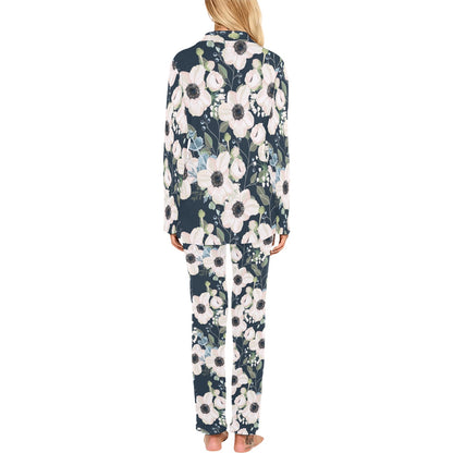 Anemone Pattern Print Design AM02 Women's Long Pajama Set