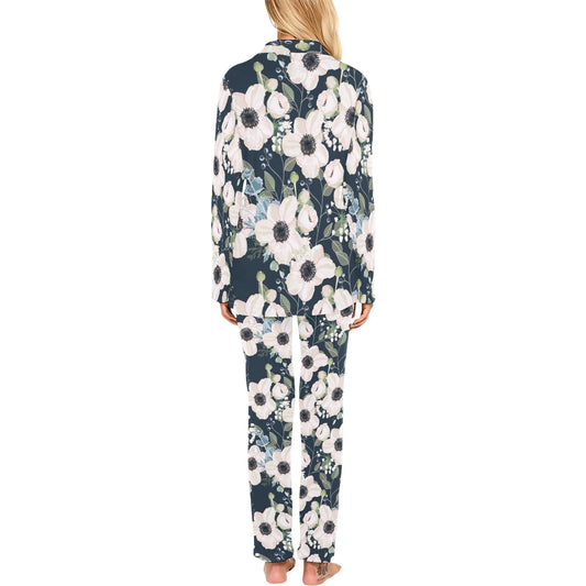 Anemone Pattern Print Design AM02 Women's Long Pajama Set