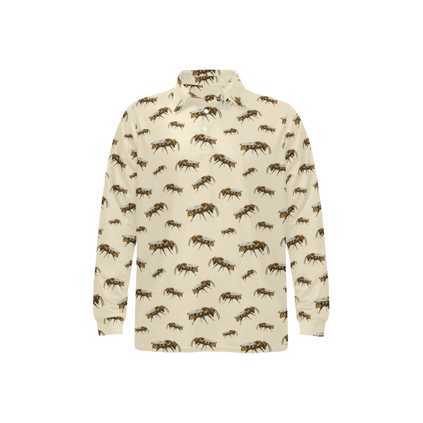 Bee Print Design LKS306 Long Sleeve Polo Shirt For Men's