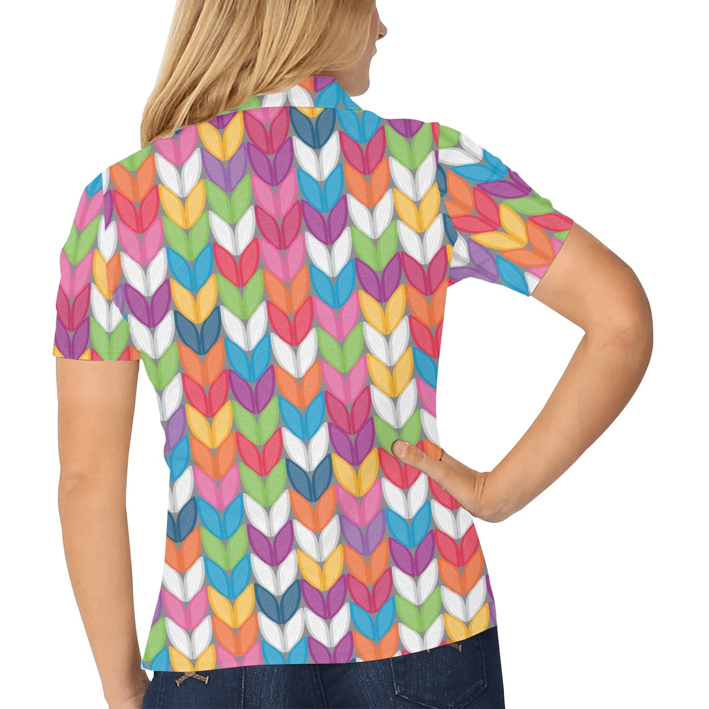 Knit Pattern Print Design 01 Women's Polo Shirt