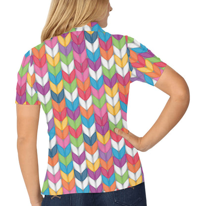 Knit Pattern Print Design 01 Women's Polo Shirt