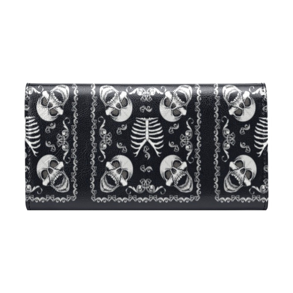 Bandana Skull Black White Print Design LKS306 Women's Trifold Wallet