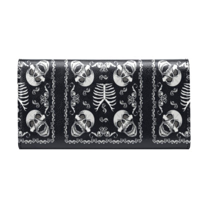 Bandana Skull Black White Print Design LKS306 Women's Trifold Wallet
