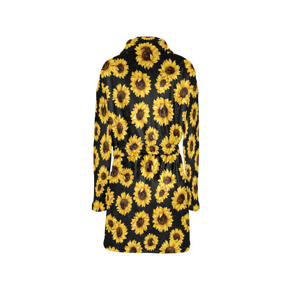 Sunflower Pattern Print Design SF05 Women's Fleece Robe