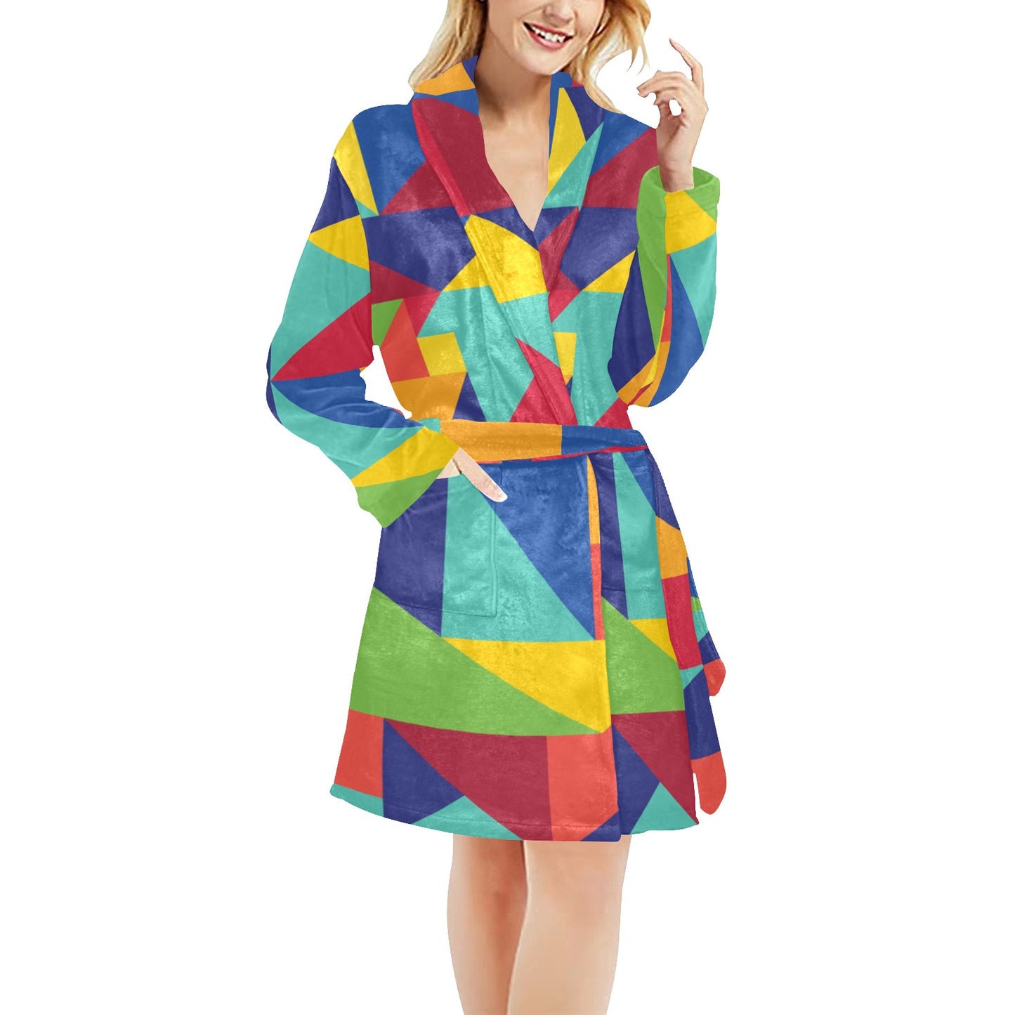 Mosaic Pattern Print Design 01 Women's Fleece Robe