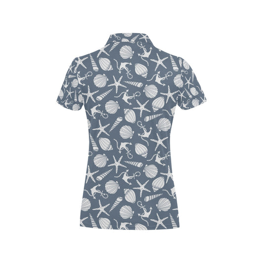 Seashell Print Design LKS306 Women's Polo Shirt