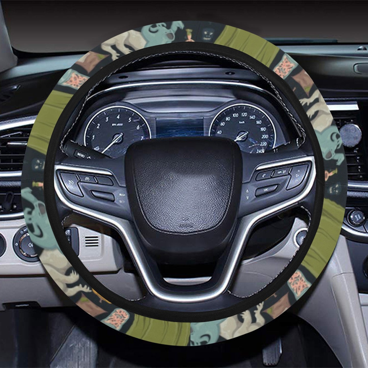 Creepy Halloween Print Design LKS304 Steering Wheel Cover with Elastic Edge
