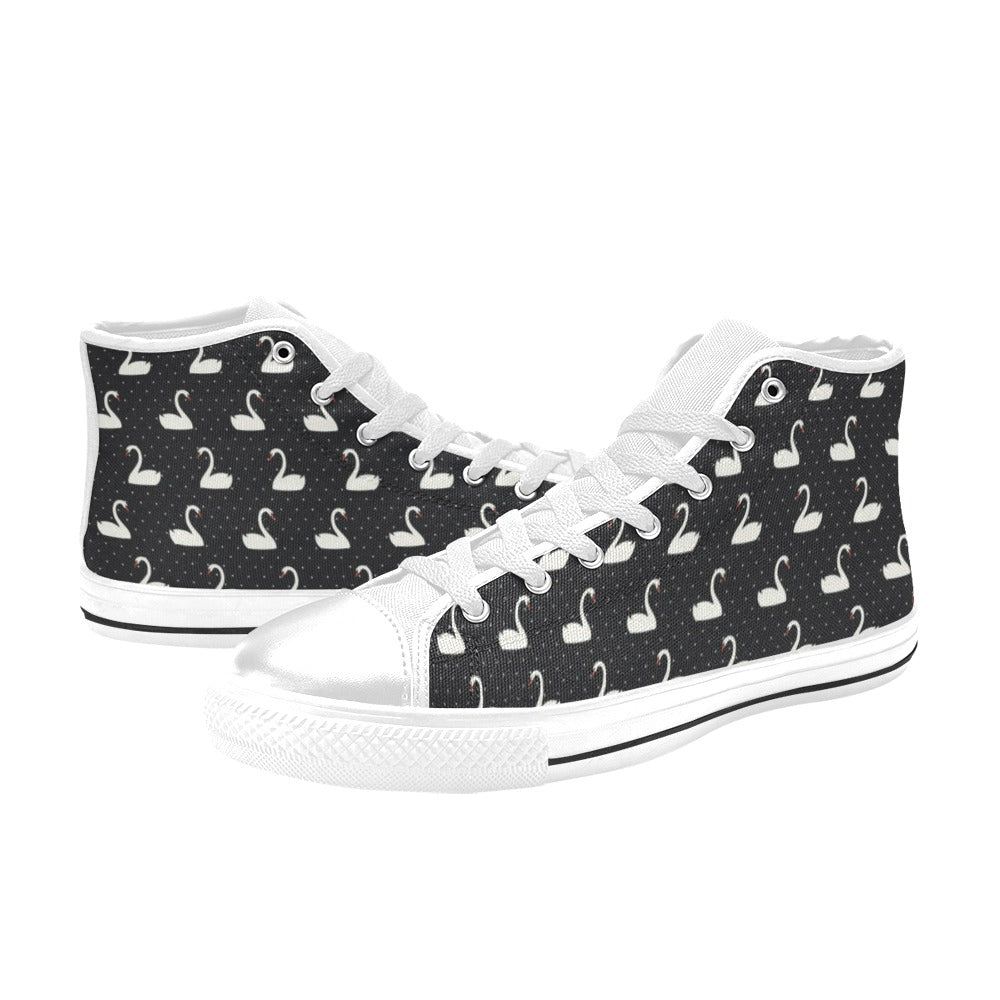 Swan Print Design LKS401 Men's High Top Canvas Shoes