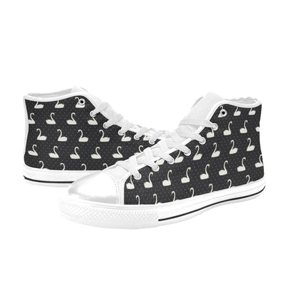 Swan Print Design LKS401 Men's High Top Canvas Shoes