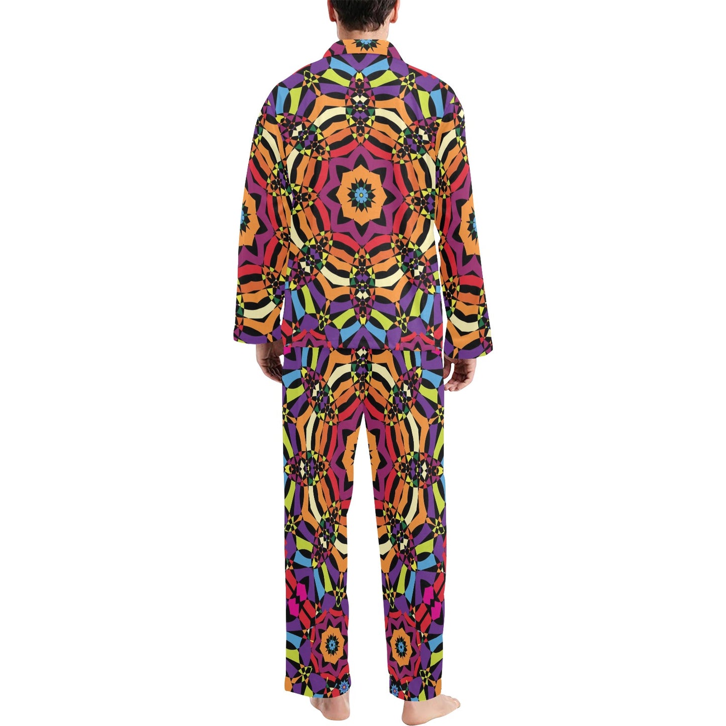 Kaleidoscope Pattern Print Design 01 Men's Long Pajama Set