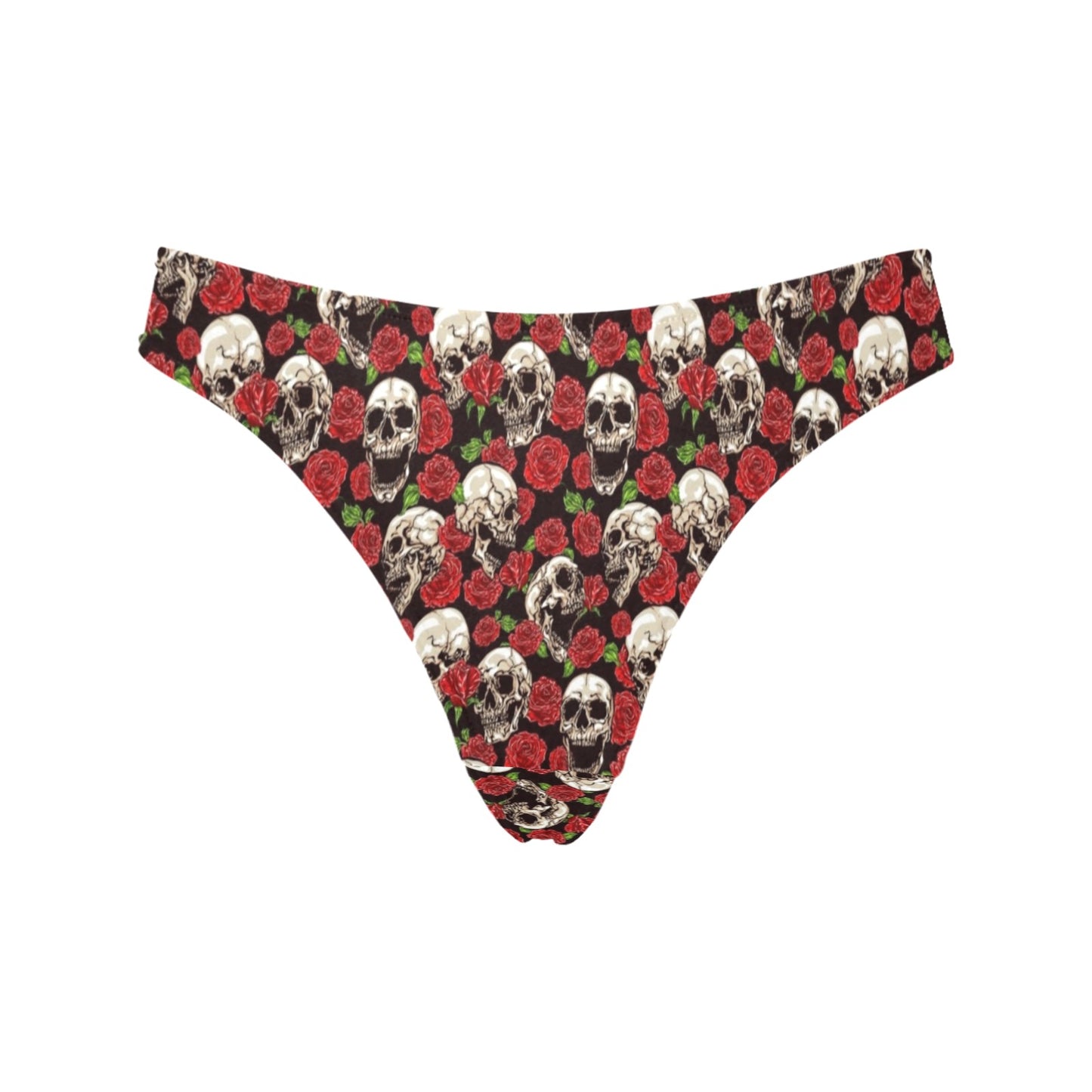 Skull Roses Design Themed Print Women's Thongs