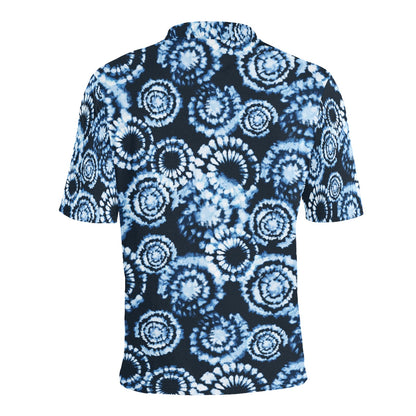 Tie Dye Dark Blue Print Design LKS306 Men Polo Shirt