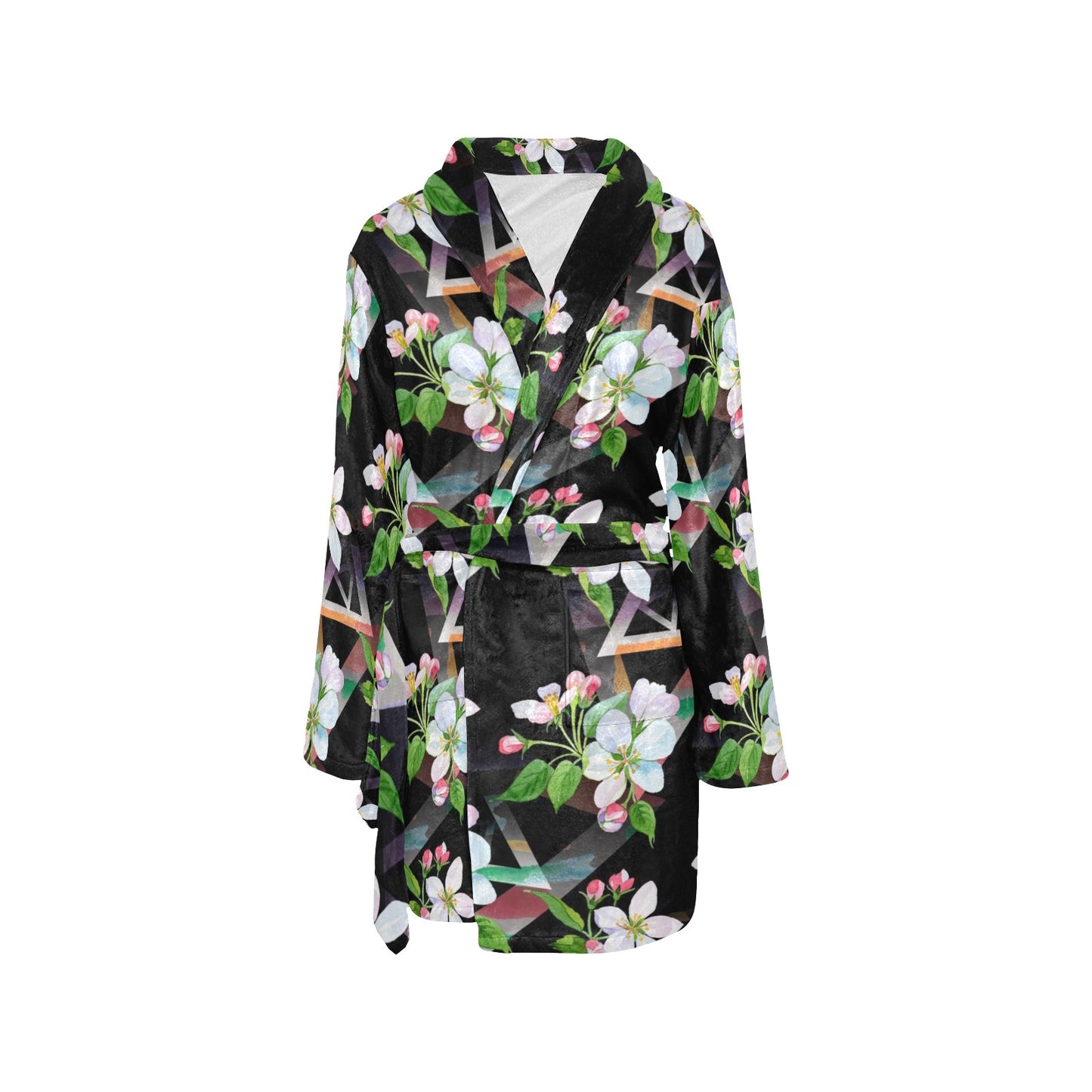 Apple blossom Pattern Print Design AB07 Women's Fleece Robe