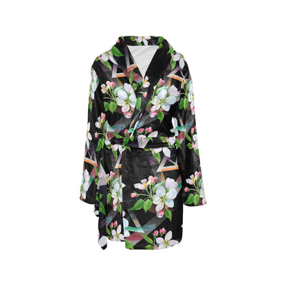 Apple blossom Pattern Print Design AB07 Women's Fleece Robe
