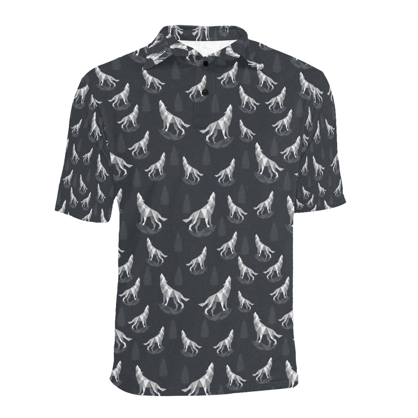 Wolf Print Design LKS303 Men Polo Shirt