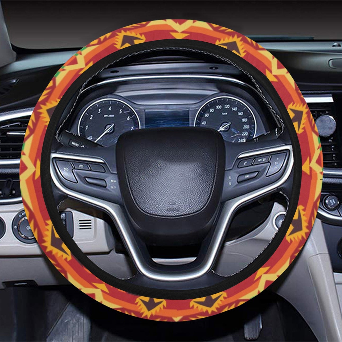 Southwest Pattern Print Design LKS309 Steering Wheel Cover with Elastic Edge