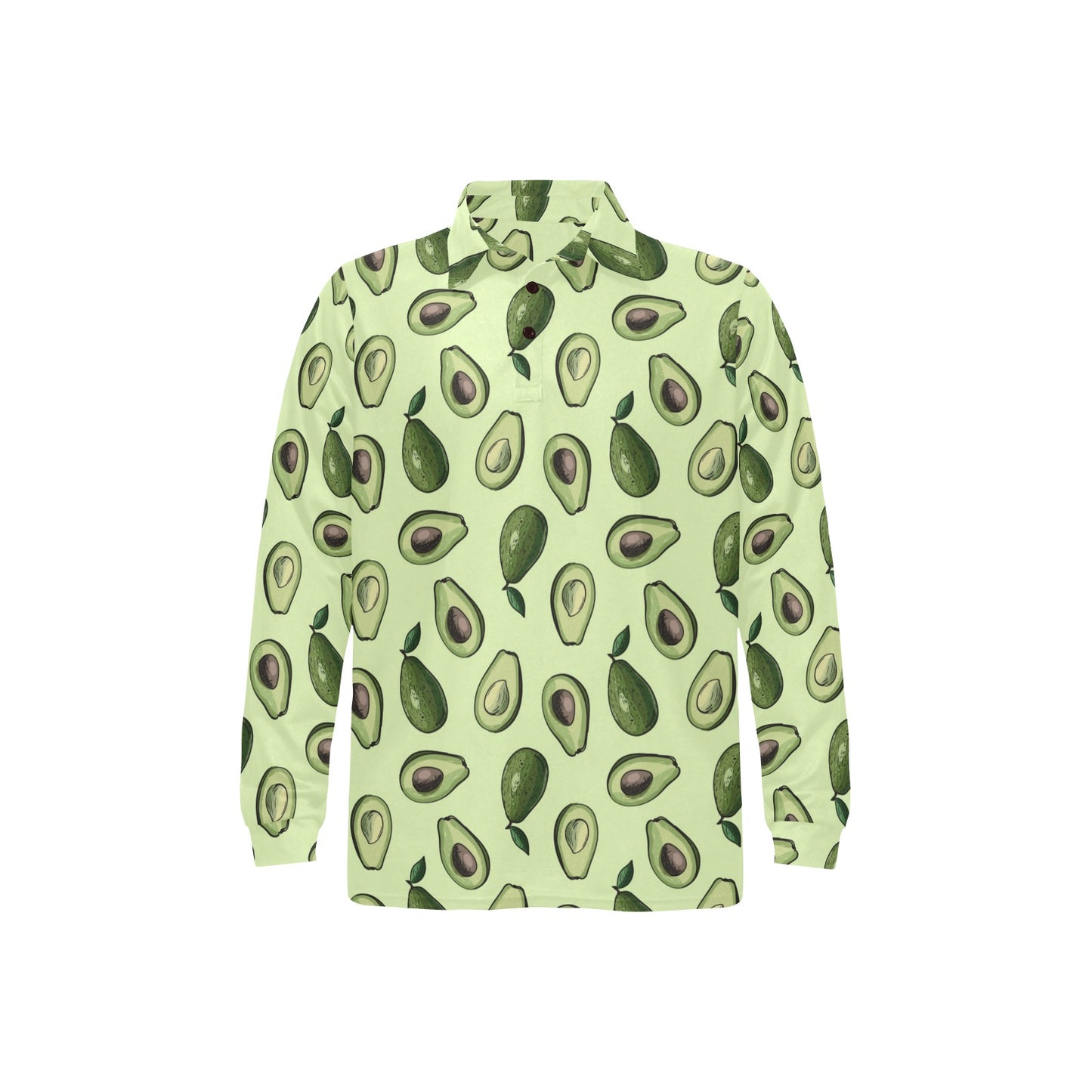 Avocado Pattern Print Design 02 Long Sleeve Polo Shirt For Men's