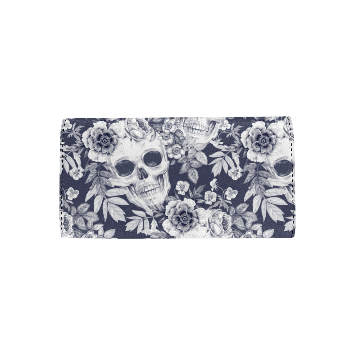 Skull Floral Beautiful Women's Trifold Wallet
