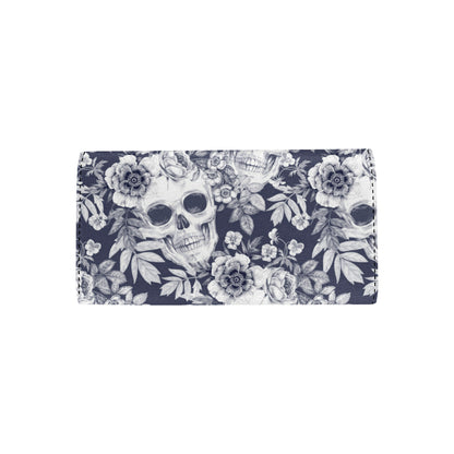Skull Floral Beautiful Women's Trifold Wallet