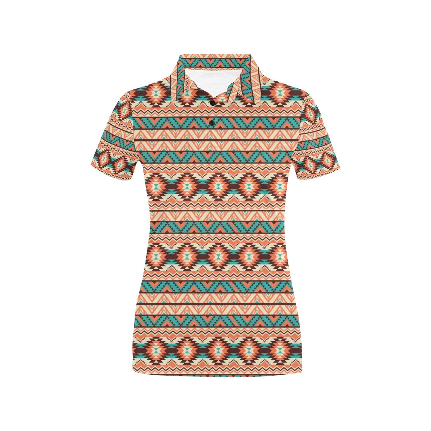 Navajo Western Style Print Pattern Women's Polo Shirt