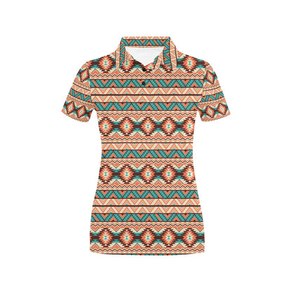 Navajo Western Style Print Pattern Women's Polo Shirt