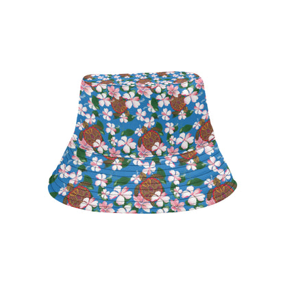 Sea Turtle Pink Hibiscus Hawaiian Print Unisex Bucket Hat