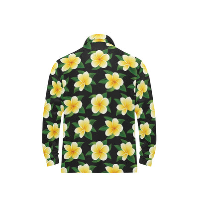 Plumeria Pattern Print Design A03 Long Sleeve Polo Shirt For Men's