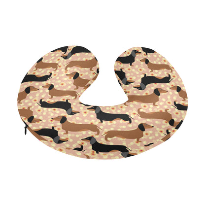 Dachshund Pattern Print Design 011 U-Shaped Travel Neck Pillow