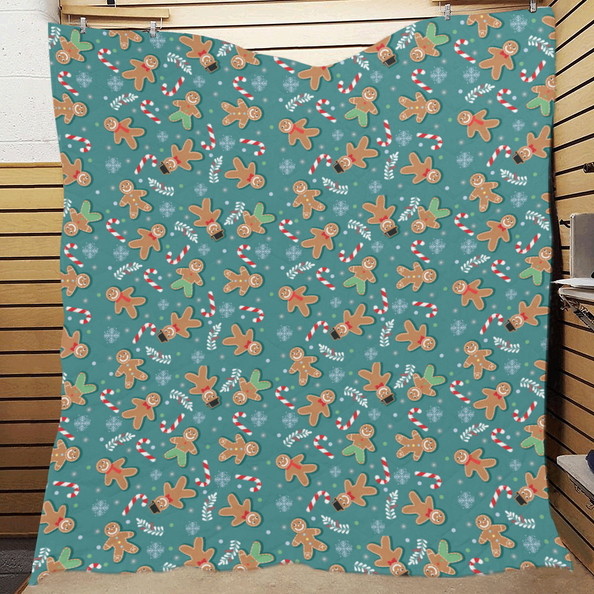 Gingerbread Pattern Print Design 05 Premium Quilt