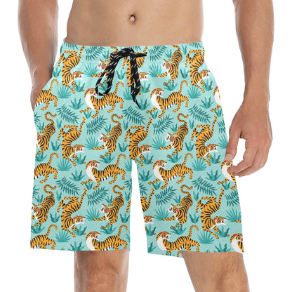 Tiger Print Design LKS304 Men's Swim Trunks Beach Shorts