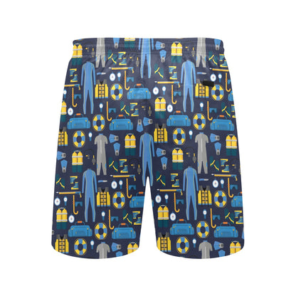 Scuba Equipment Print Design LKS305 Men's Swim Trunks Beach Shorts