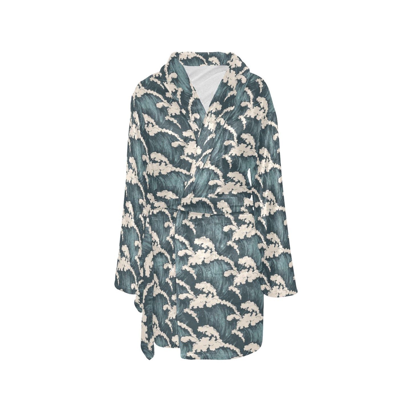 Wave Art Print Women's Fleece Robe