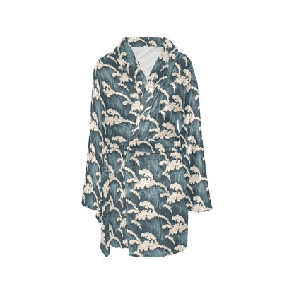 Wave Art Print Women's Fleece Robe