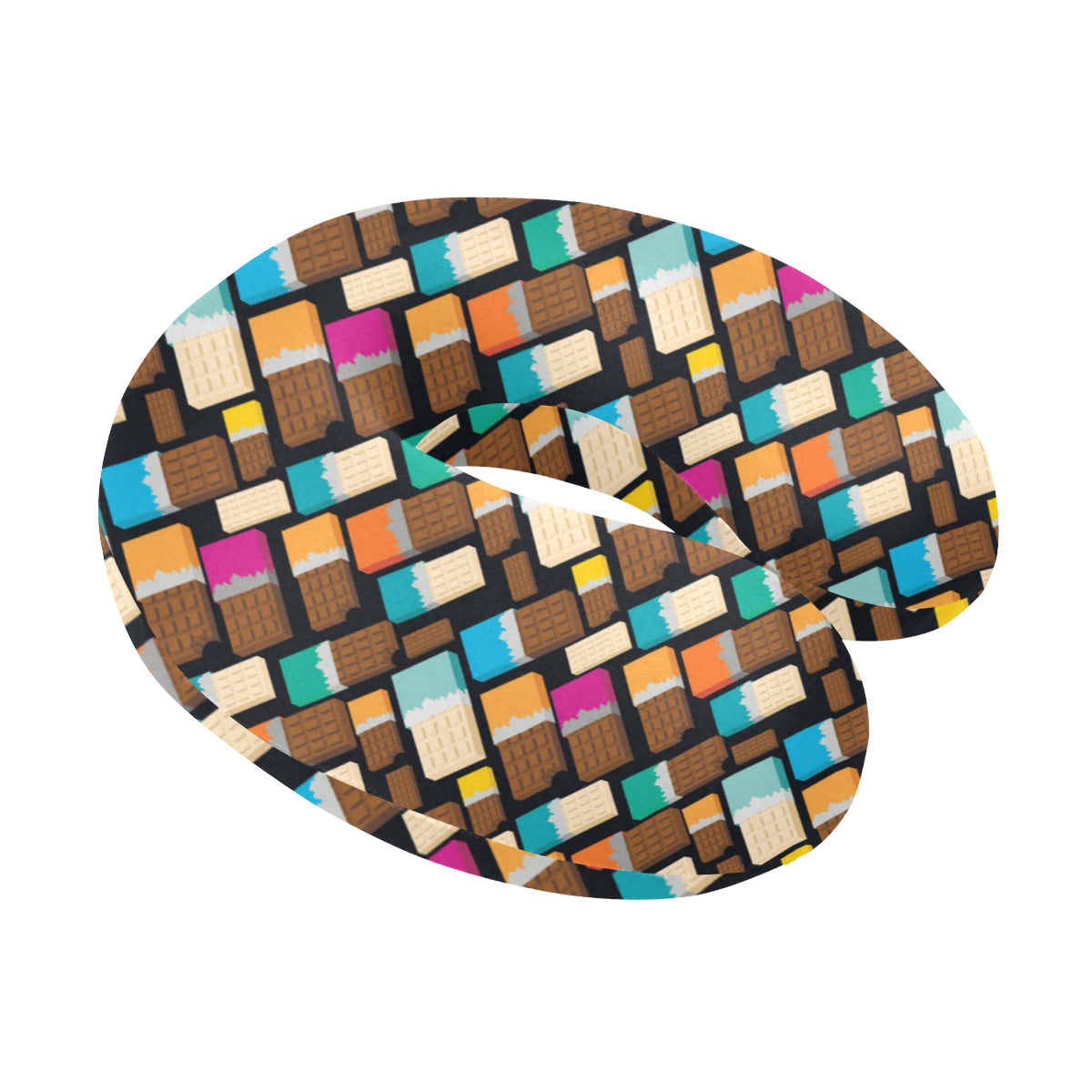 Chocolate Pattern Print Design 02 U-Shaped Travel Neck Pillow