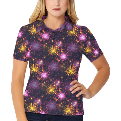 Firework Print Design LKS303 Women's Polo Shirt