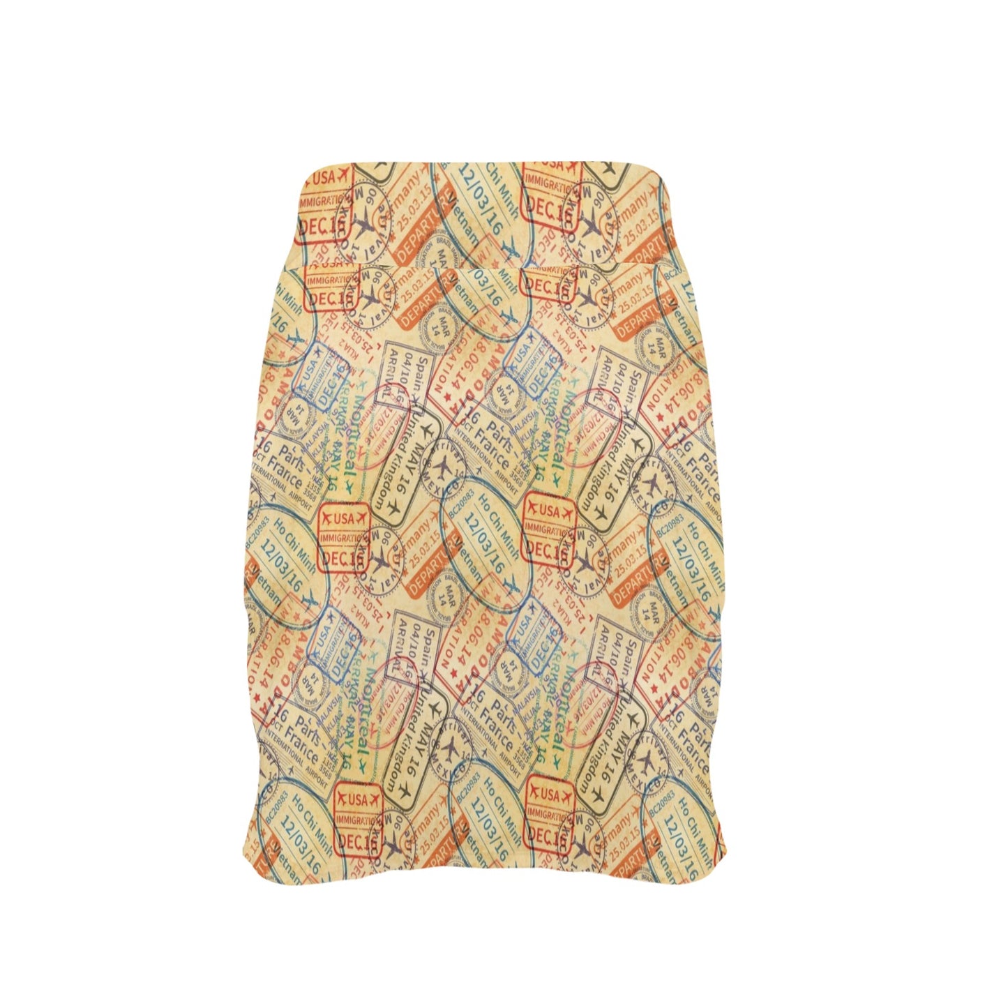 Travel Stamp Print Design LKS302 17" Golf & Pickleball Skort with Pockets