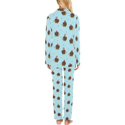 Hedgehog Print Design LKS402 Women's Long Pajama Set