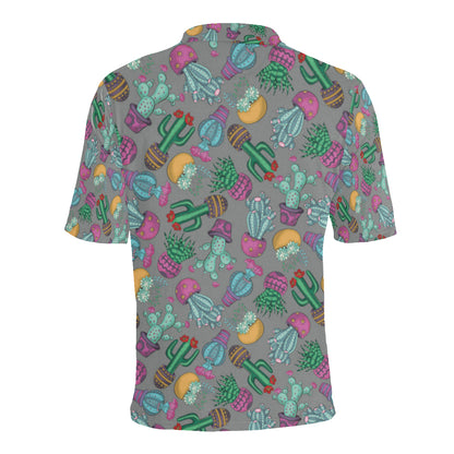Cactus Colorful Print Pattern Men Polo Shirt