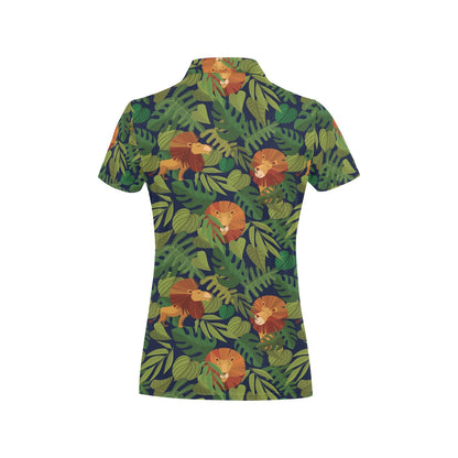 Lion Jungle Pattern Print Design 05 Women's Polo Shirt