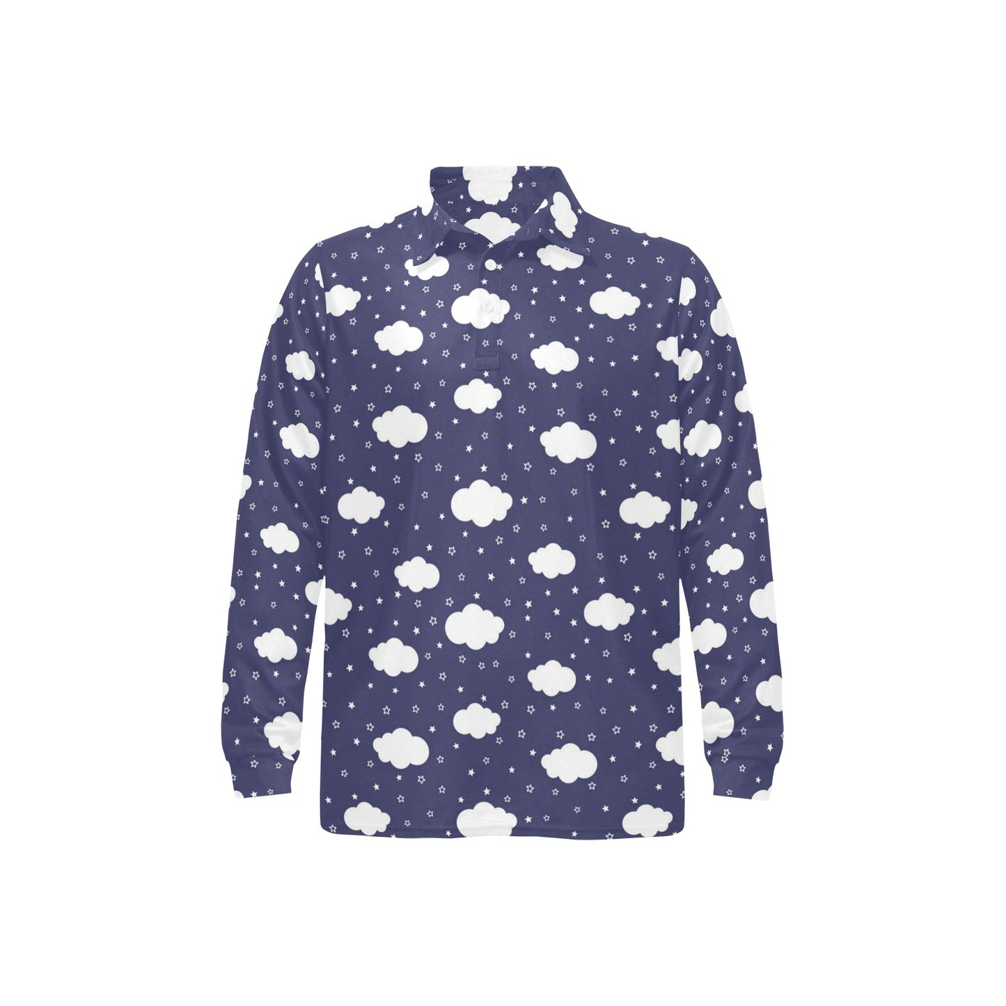 Cloud Pattern Print Design 03 Long Sleeve Polo Shirt For Men's