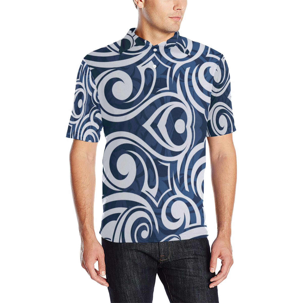 Maori Pattern Print Design 01 Men Polo Shirt