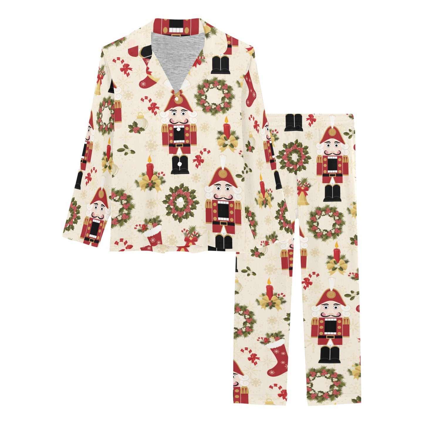 Nutcracker Pattern Print Design A01 Women's Long Pajama Set